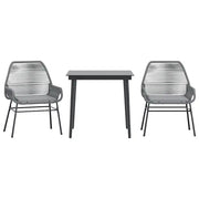 Set da Pranzo da Giardino 3 pz | Set Salotto da Giardino con Cuscini in Polyrattan Vetro