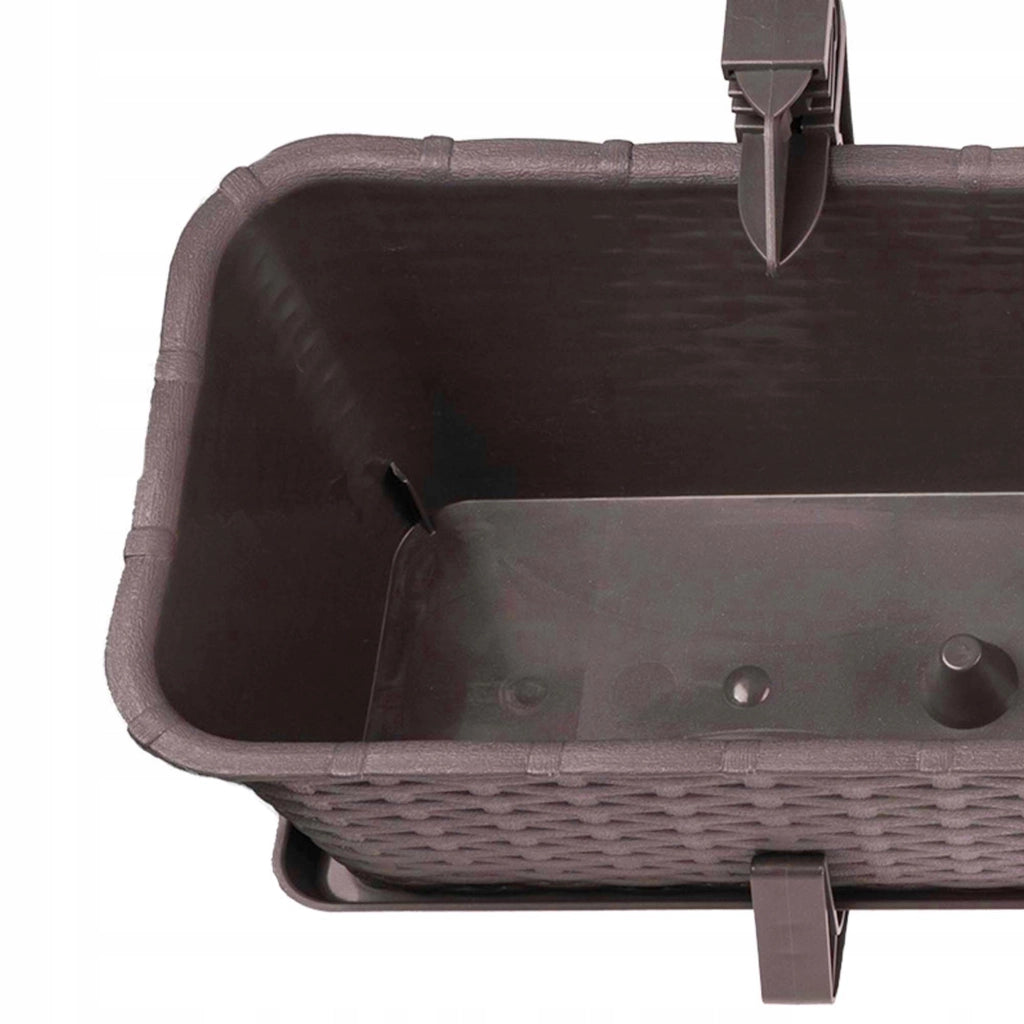 KADAX Fioriera da balcone, 60 cm, marrone, con manici e supporto, 3 pezzi