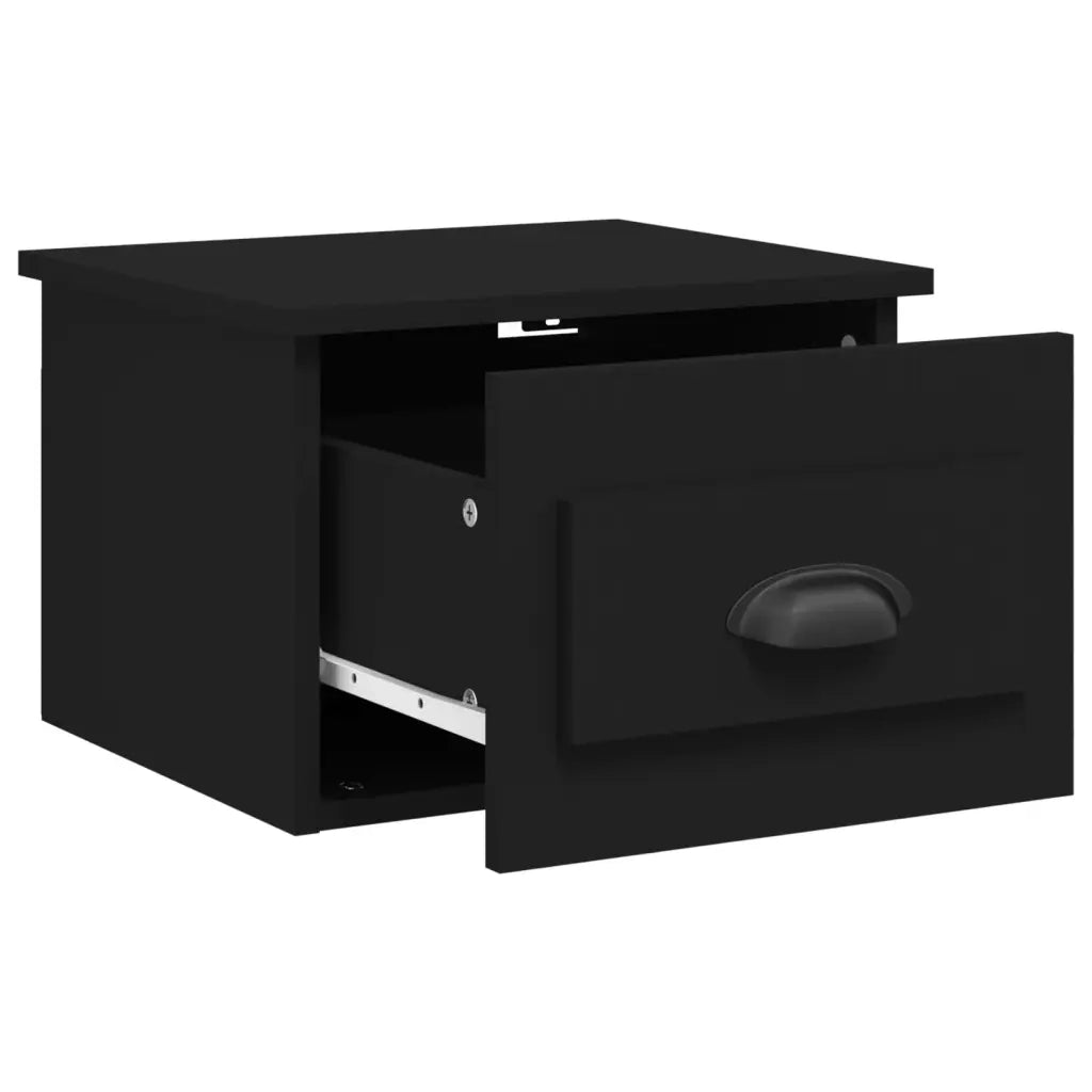 Comodino a Parete-Tavolino da notte sospeso Nero 41,5x36x28 cm
