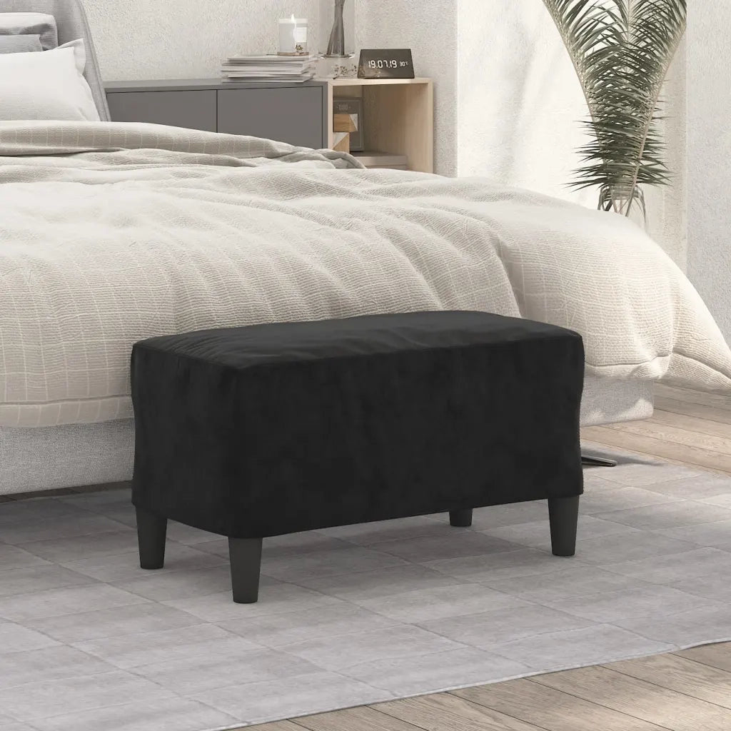 Panca-Sgabello Nera 70x35x41 cm in Velluto