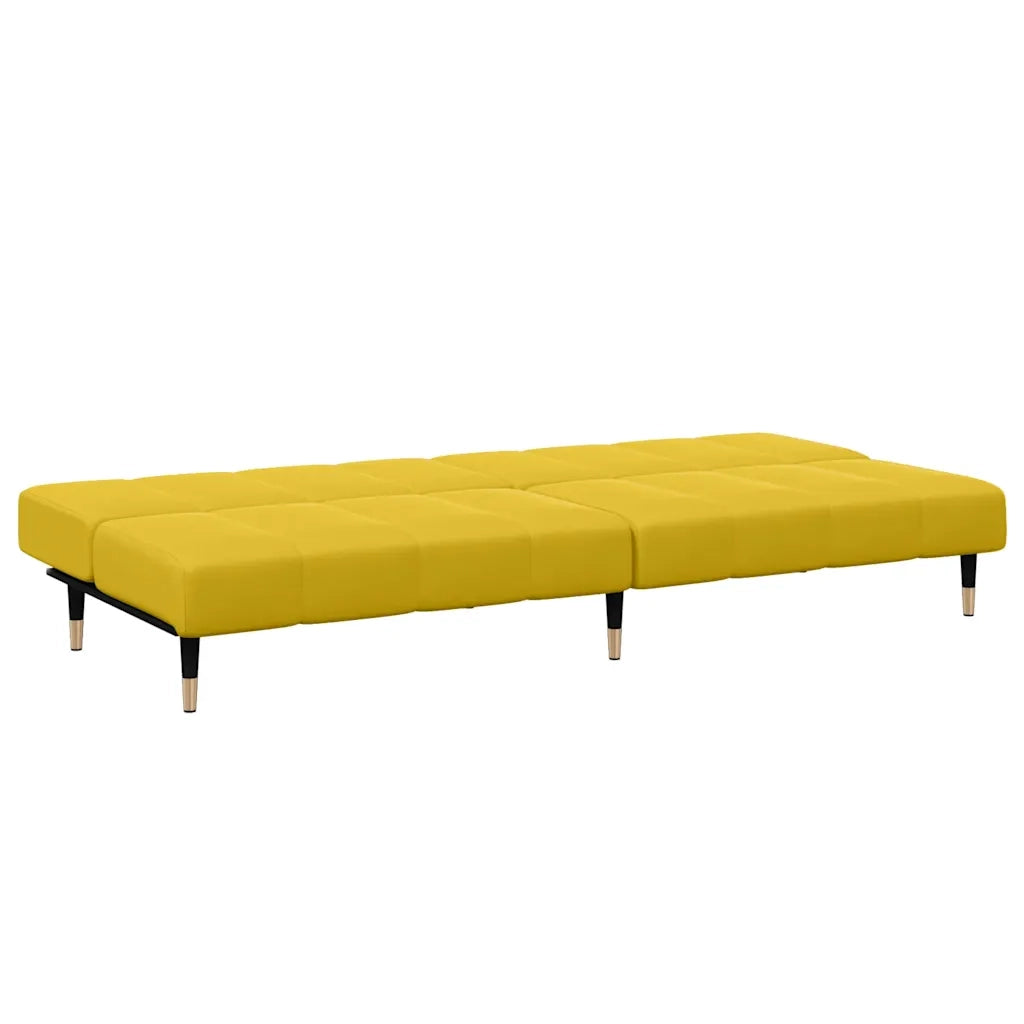Divano Letto 2 Posti con Sgabello-Sofa Letto 2 Posti-Daybed Giallo in Velluto 499671
