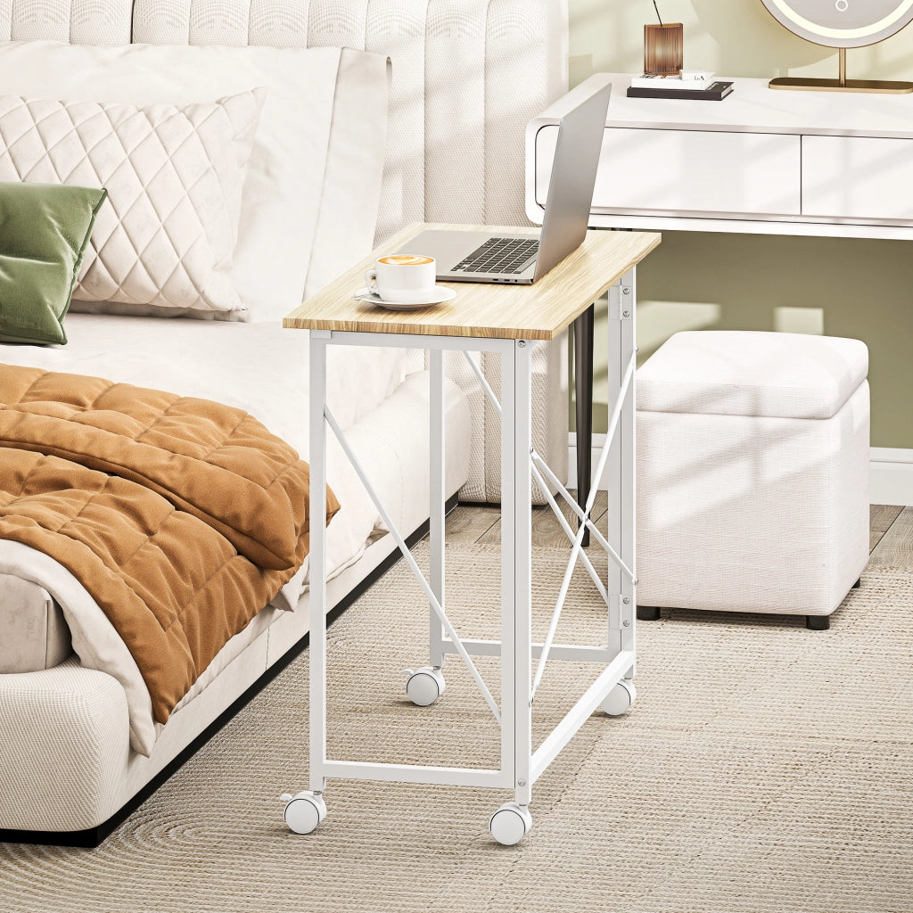 Scrivania pieghevole con ruote ¨C zephmum ¨C MDF acciaio naturale 80x50x75