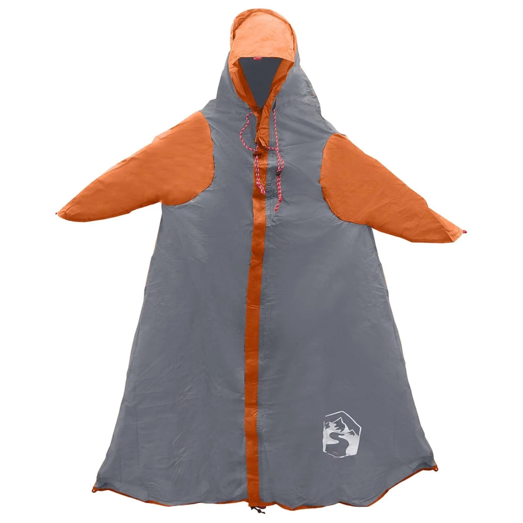 Poncho da pioggia 2-in-1 con cappuccio Grigio e arancione