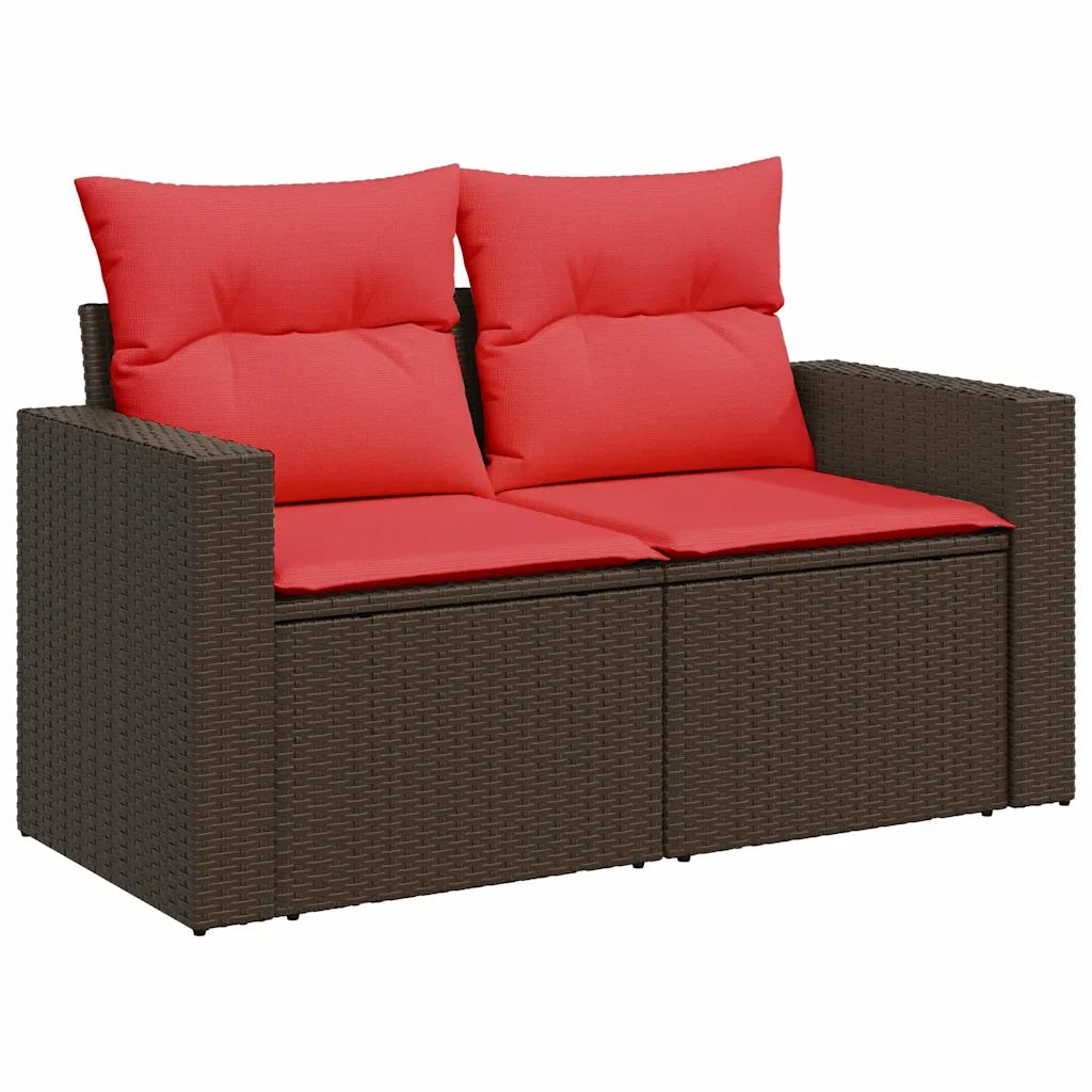Set Divani da Giardino 10pz con Cuscini in Polyrattan Marrone 3219504