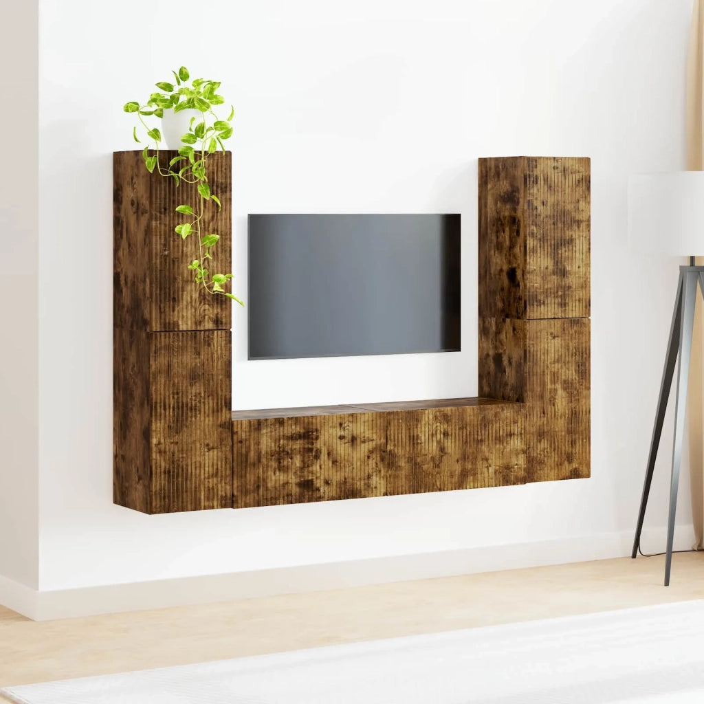 Set mobile TV 6 pcs Rovere fumé Legno multistrato 3409110