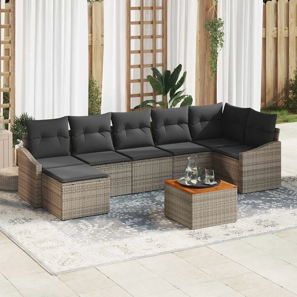Set Divano da Giardino con cuscino 8 pcs Grigio polyrattan 3347860
