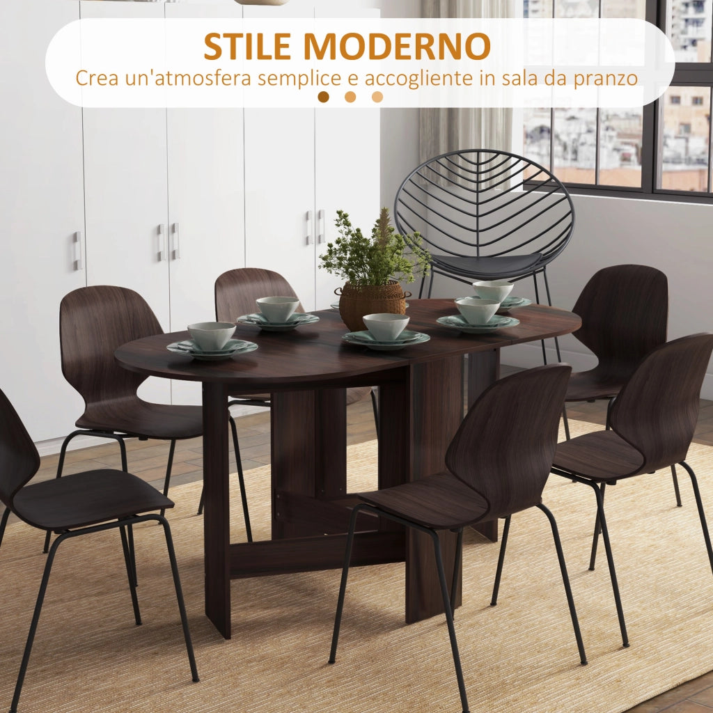 Tavolo Pieghevole con Ribalte Ovale ¨C Minimal ¨C Legno, Marrone
