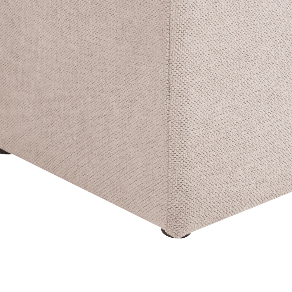 Ottomana Beige 100 x 42 x 40 cm in tessuto poliestere Poggiapiedi imbottito Soggiorno Stile Moderno