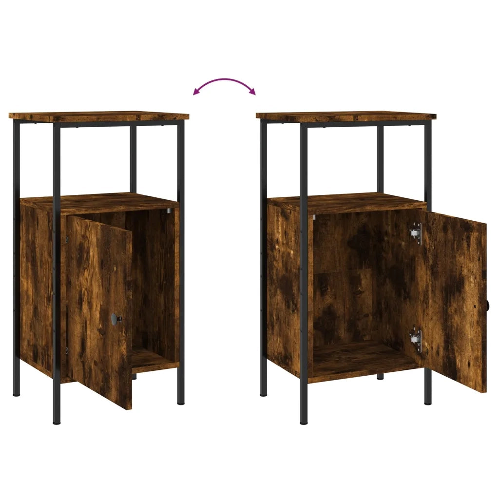 Comodino | Armadio da Notte | Mobiletto da notte Rovere Fumo 41x31x80 cm Legno Multistrato