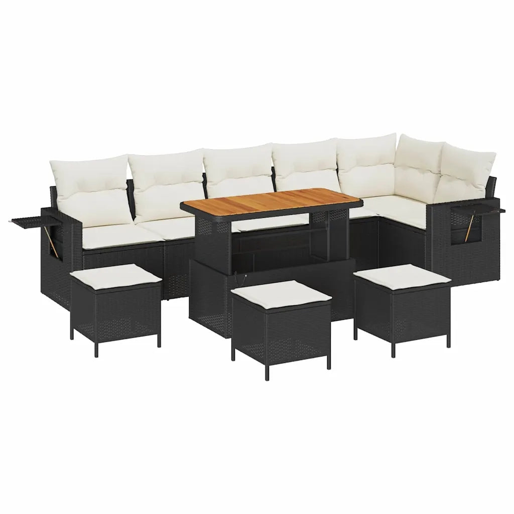Set Divano da Giardino 12 pcs Nero e Crema polyrattan 3363720