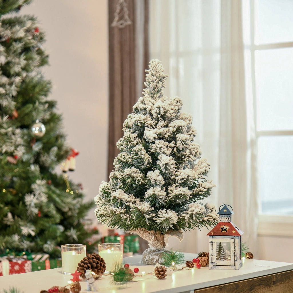 Albero di Natale Artificiale 60 cm ¨C Minimal ¨C Verde e Bianco ?32x60 cm