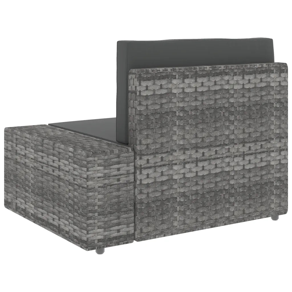 Divano Modulare a 3 Posti in Polyrattan Grigio 49526