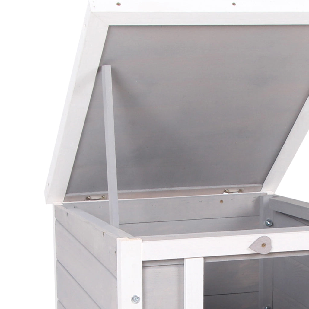 Casetta per conigli da esterno ¨C Xylo ¨C legno grigio con tetto e rampa 42x51x43 cm