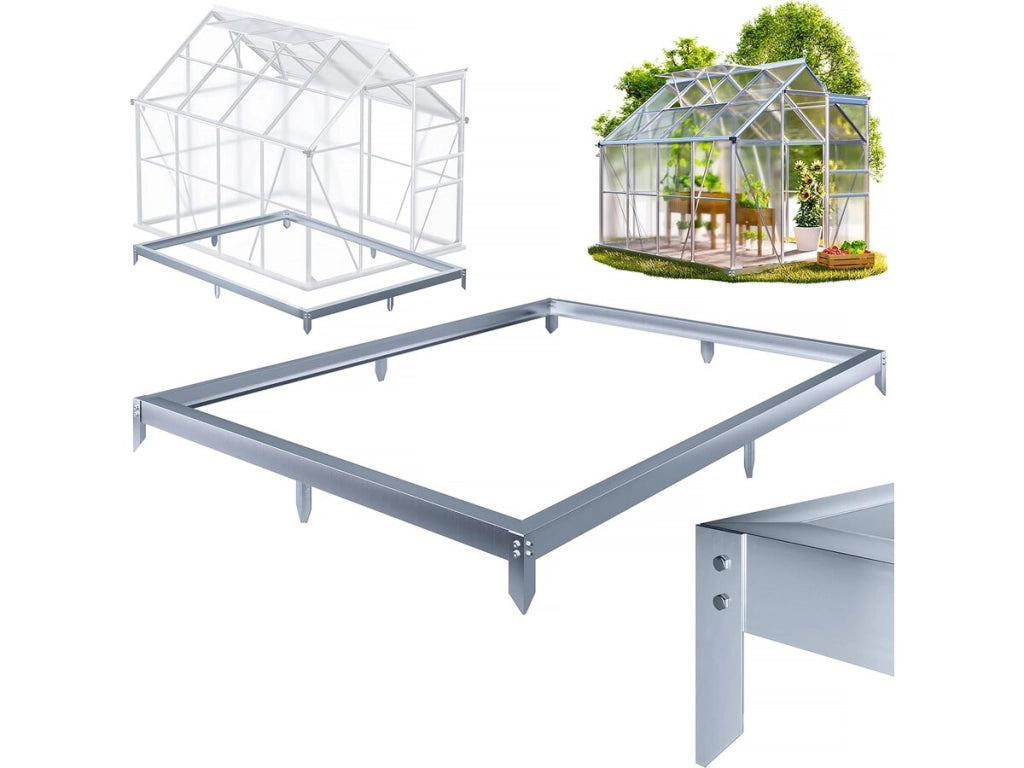 Base in acciaio zincato per serra da giardino "Basilic" - 5,89 m² - Grigio