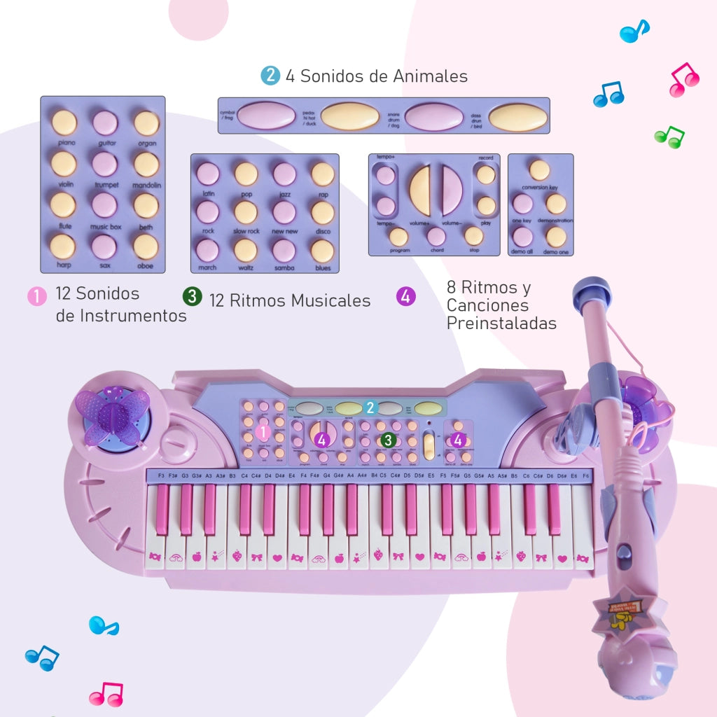 Pianoforte giocattolo elettronico 37 tasti ¨C Minimal ¨C rosa