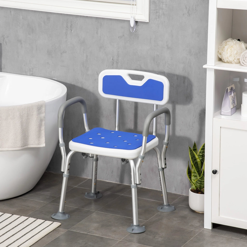 Sgabello da doccia ergonomico regolabile ¨C Minimal ¨C 56.5x53.5x87 cm bianco e blu