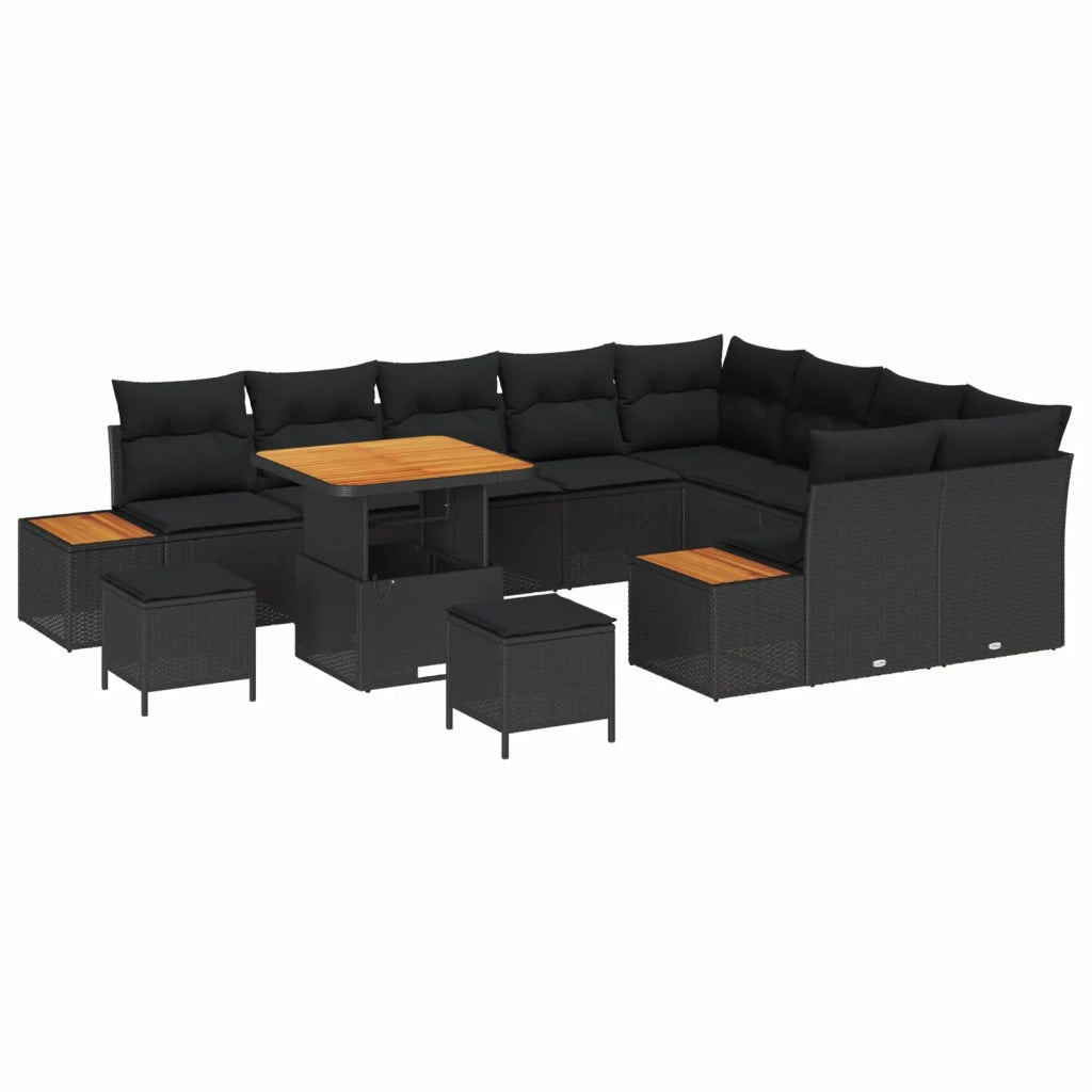 Set Divano da Giardino 12 pcs Nero polyrattan 3362949