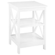 Tavolino bianco 2 ripiani comodino minimalista stile scandinavo