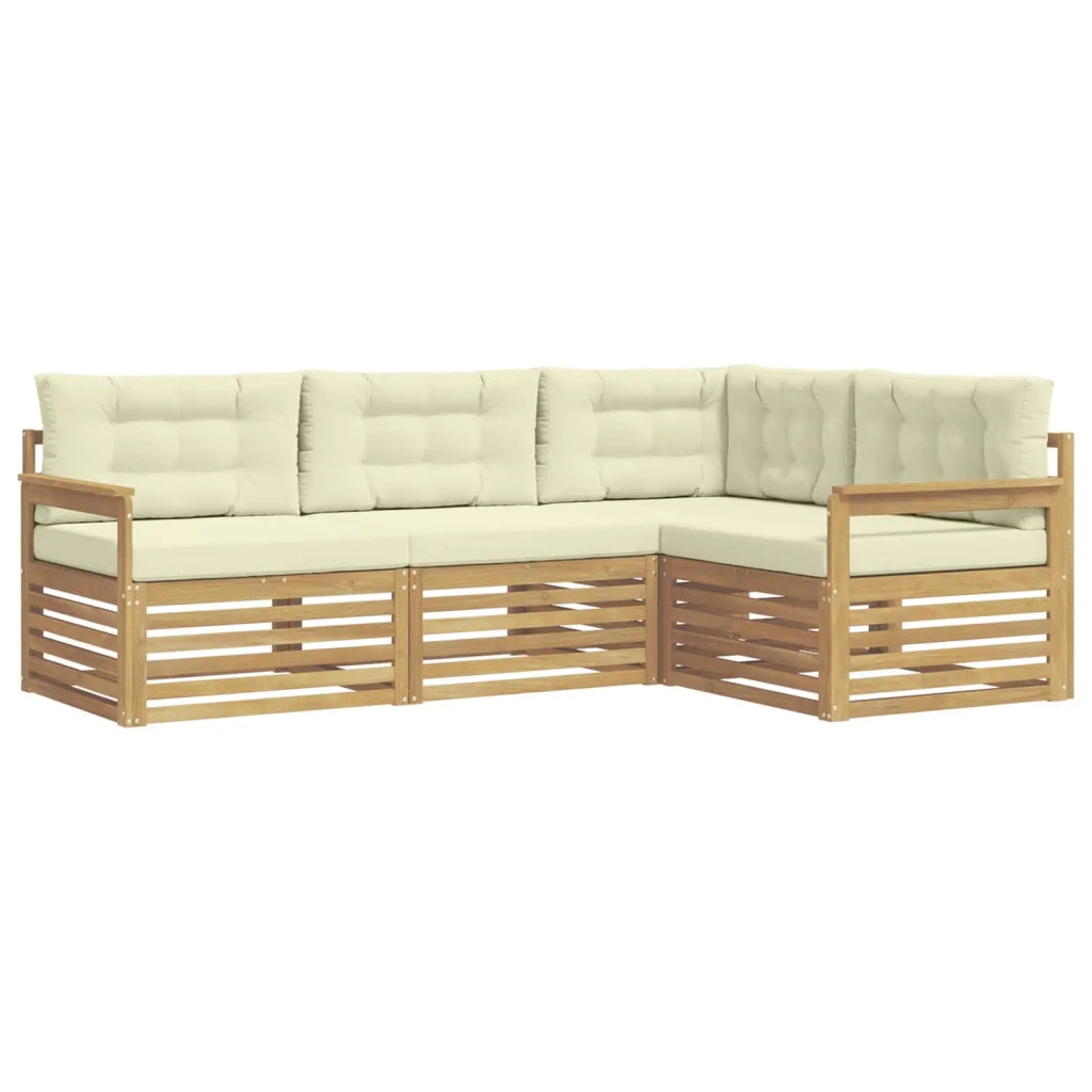 Set di divani da esterno 5 pz Bianco e Crema Poliestere 3390390