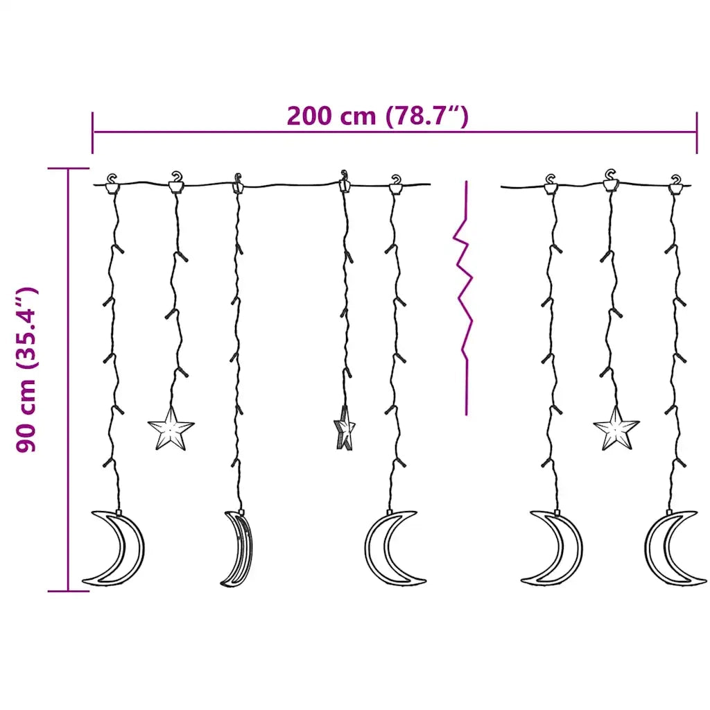 Luci Fatate Stella e Luna con Telecomando 138 LED Bianco Caldo 328794