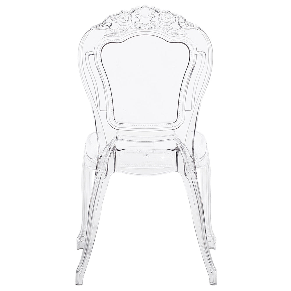 Set di 2 sedie da pranzo in acrilico trasparente con schienale solido senza braccioli impilabili dal design moderno vintage
