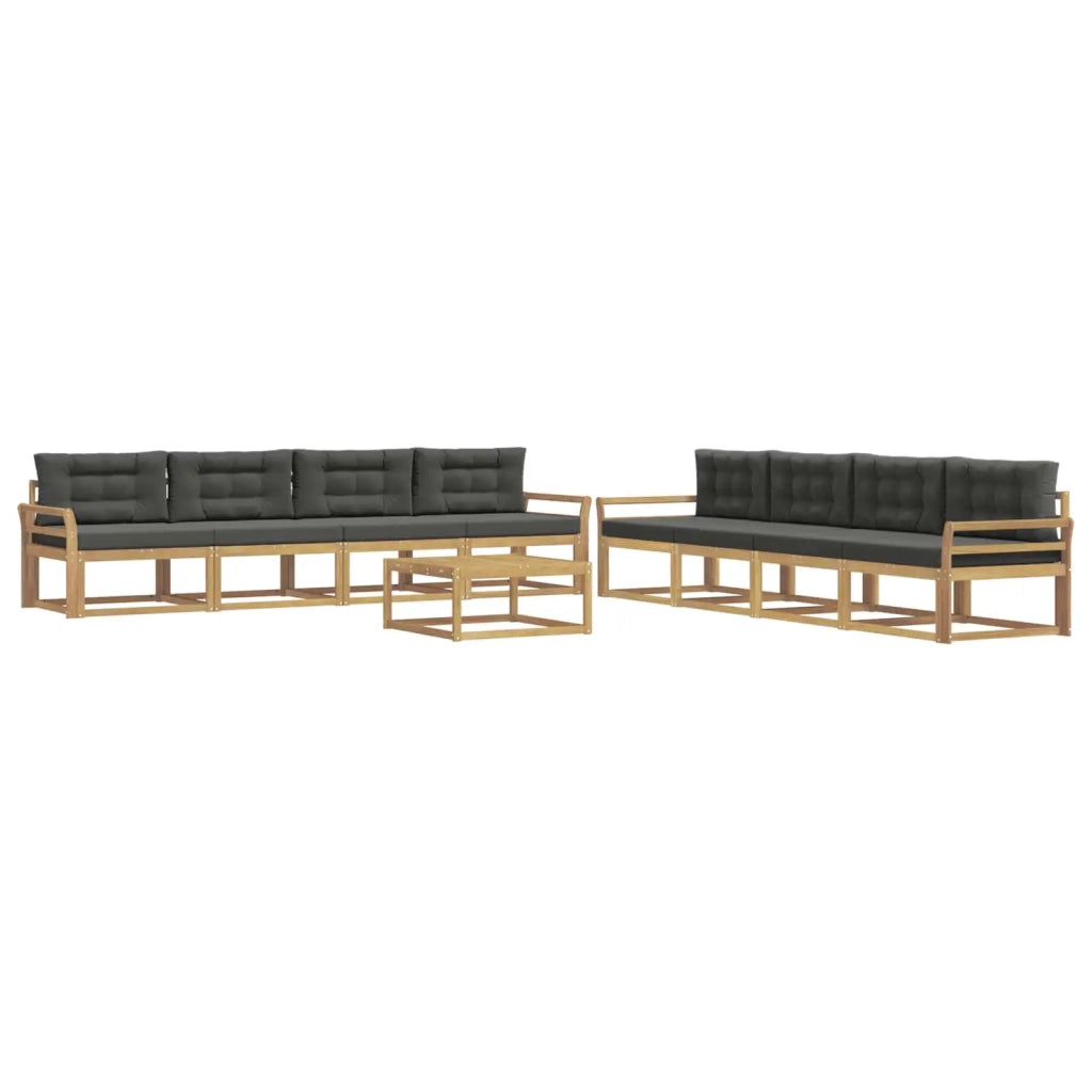 Set di divani da esterno 9 pz Bianco e Antracite Poliestere 3386236