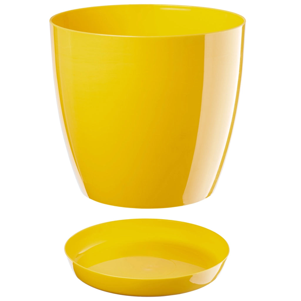 Coprivaso KADAX da 18 cm con sottovaso, in plastica gialla, 3 pezzi