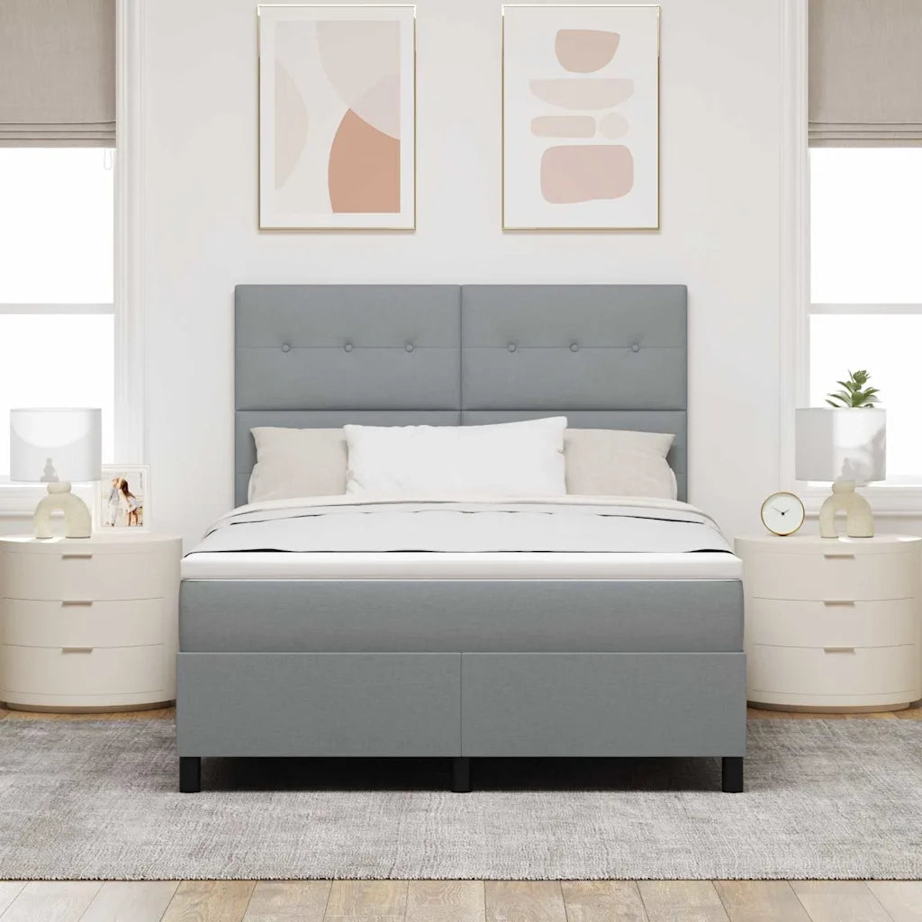 Letto a molle con materasso Grigio chiaro 140 x 200 cm Tessuto