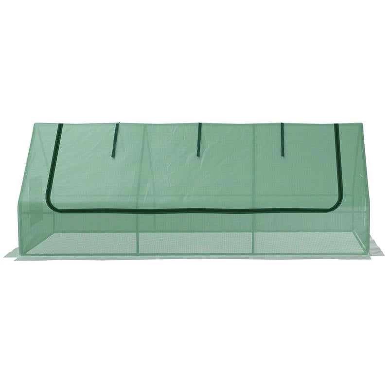 SERRA PICCOLA CON 2 FINESTRELLE LATERALI E FINESTRA CENTRALE IN ACCIAIO PE E PP 240X90X90 CM VERDE