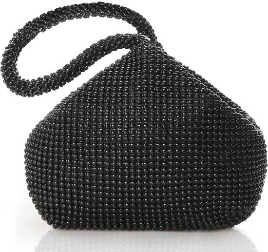 Borsa da sera per donna con glitter e sequine, modello 1920, nera.