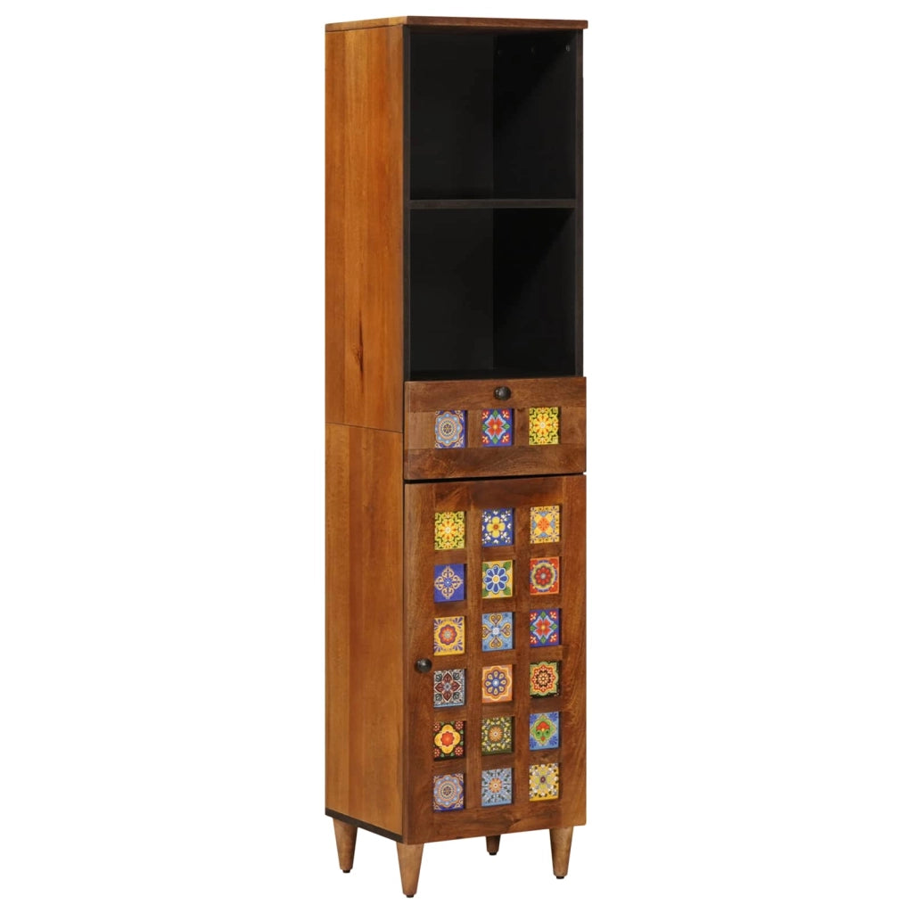 Mobile da bagno moderno con cassetto e ripiano 38 x 33 x 160 cm in legno di mango noce 02_0057805