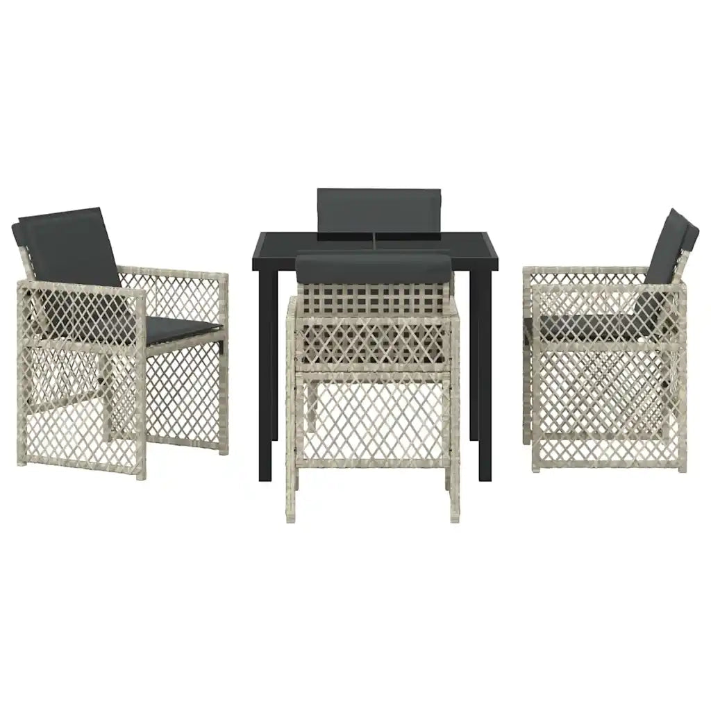 Set da Pranzo per Giardino 5 pcs Grigio chiaro polyrattan