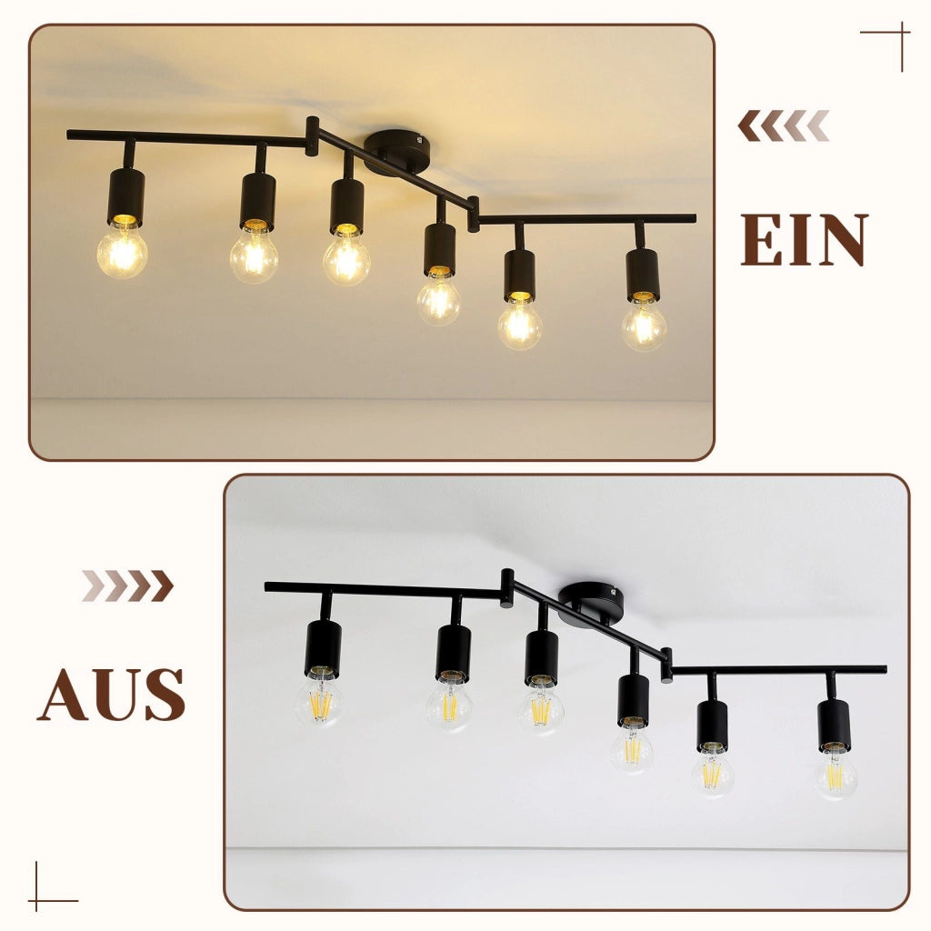 ZMH Faretto da soffitto neri E27 orientabili 350° vintage per camera letto