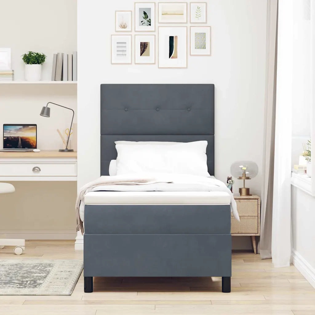 Letto a molle con materasso Grigio scuro 90 x 190 cm Velluto 3339801
