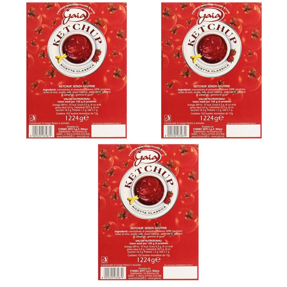 Gaia ketchup multipack 3 confezioni 306 bustine da 12 grammi