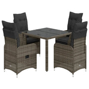 Set Bistrò da Giardino 5 pz con Cuscini in Polyrattan Grigio 3277033