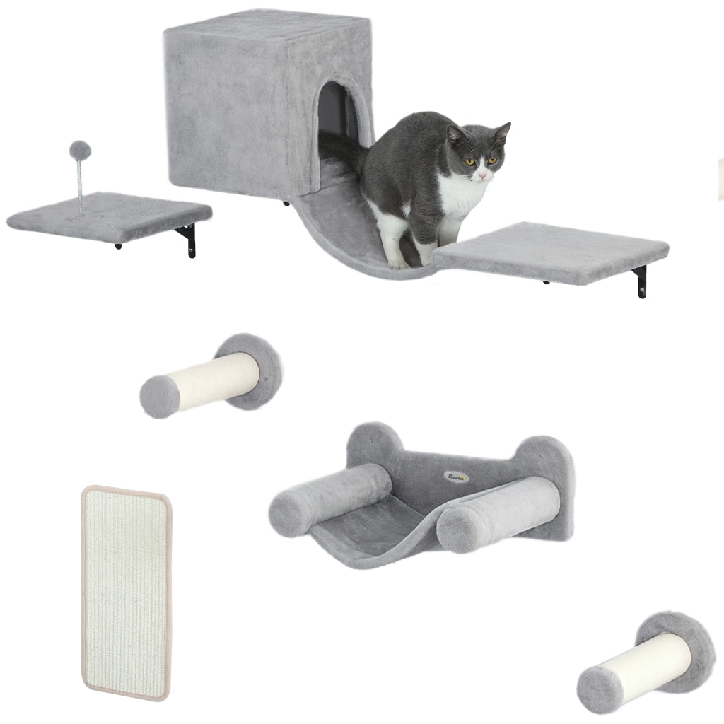 Gioco per Gatti con Condominio Piattaforma Amaca e Tiragraffi ¨C Minimal ¨C Grigio