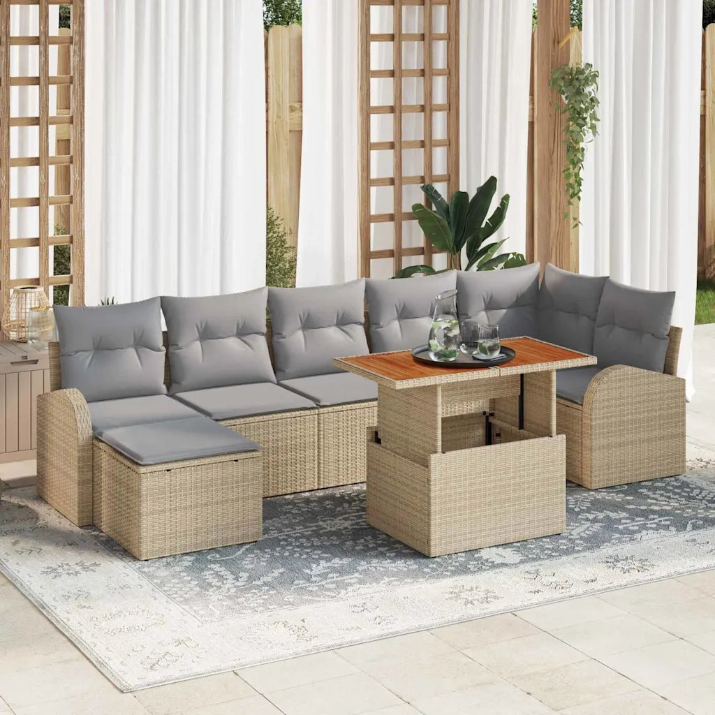 Set Divano da Giardino con cuscino 8 pcs beige e grigio chiaro 3349615