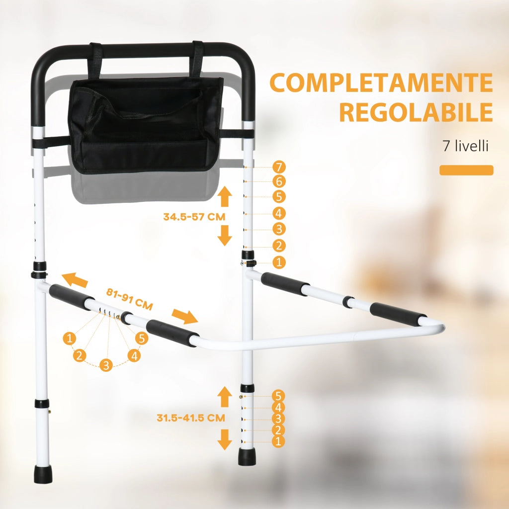 Maniglia per Letto Regolabile ¨C Xylo ¨C Acciaio Bianco