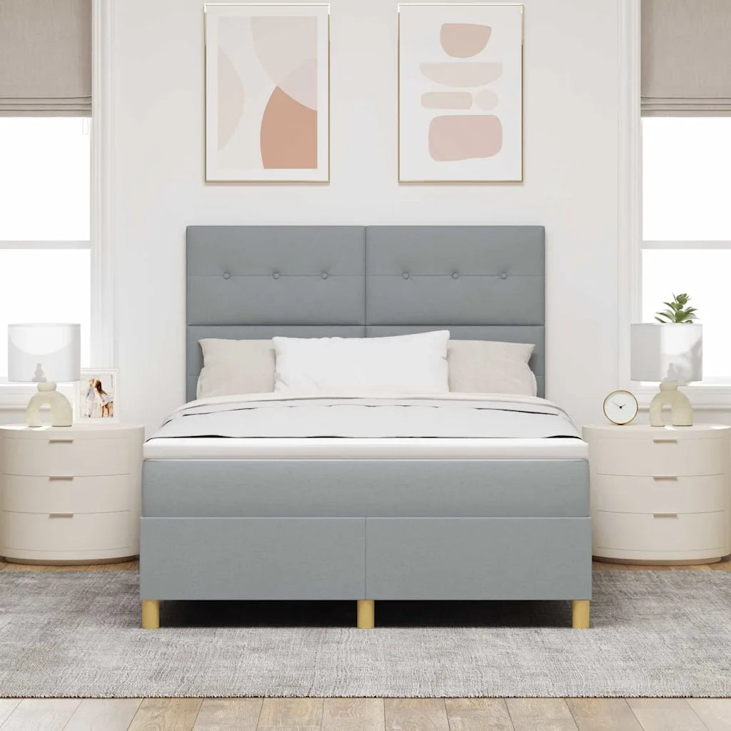 Letto a Sorgente LED Grigio chiaro 140 x 200 cm Tessuto