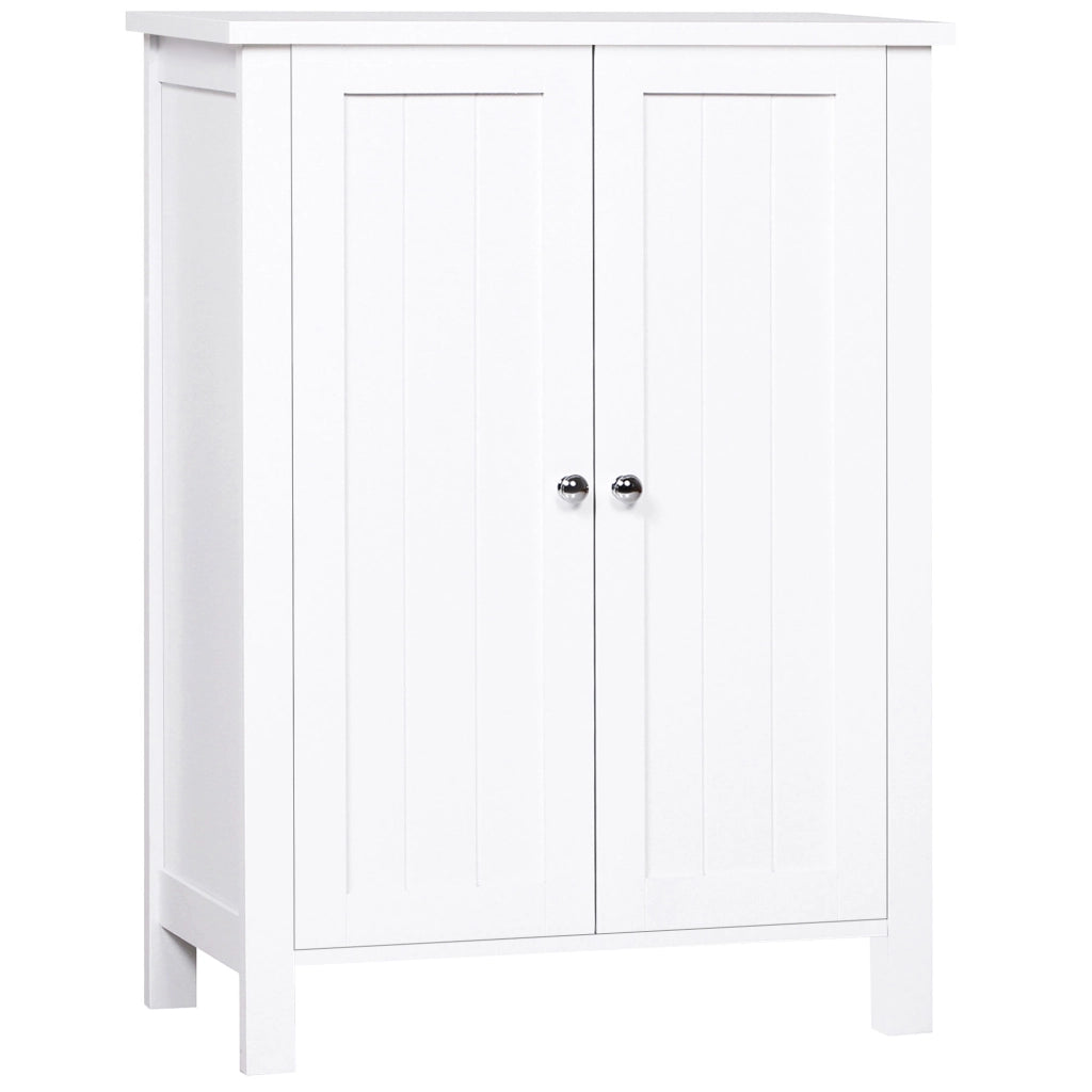 Mobiletto da Bagno con Ante e Ripiani ¨C Minimal ¨C Bianco MDF 60x30x80 cm