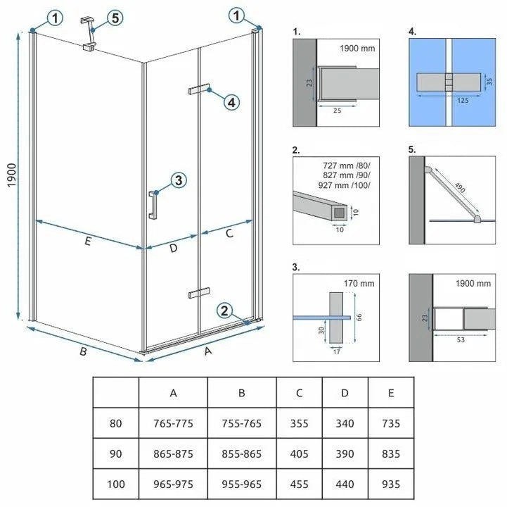Cabina Doccia Rea Molier Chrom 100x80