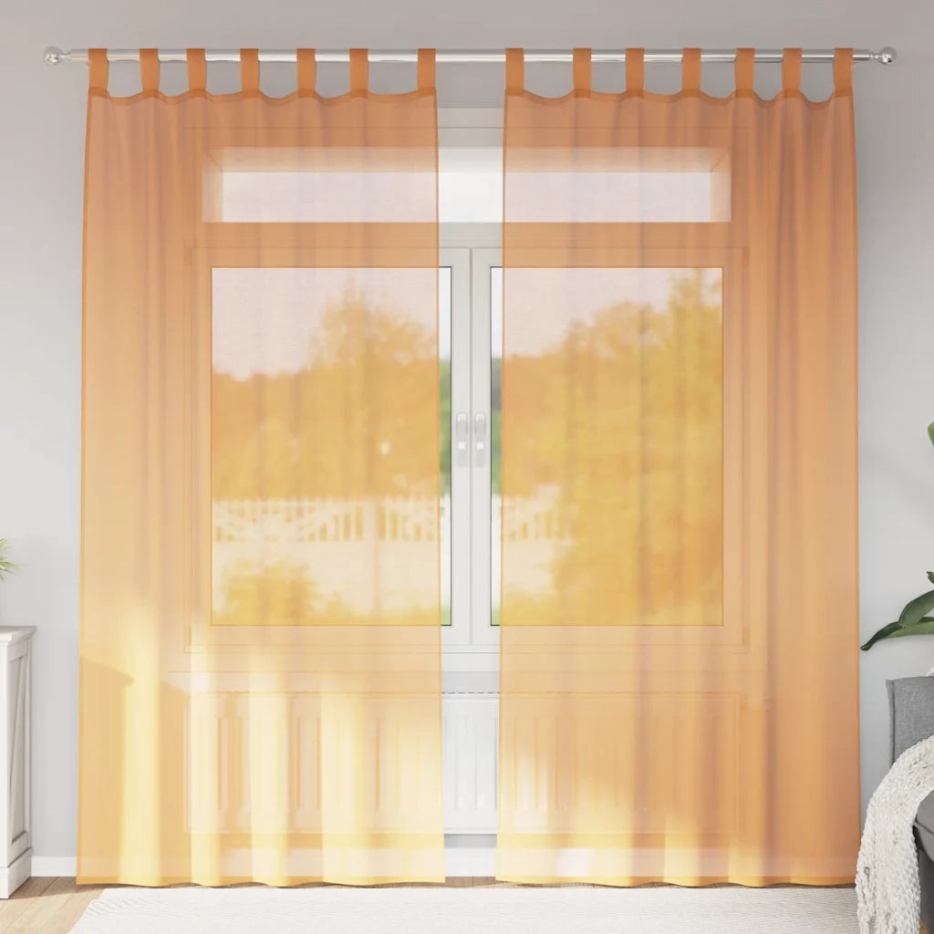 Tende in Voile con Passanti 2 pz Arancio 140x245 cm