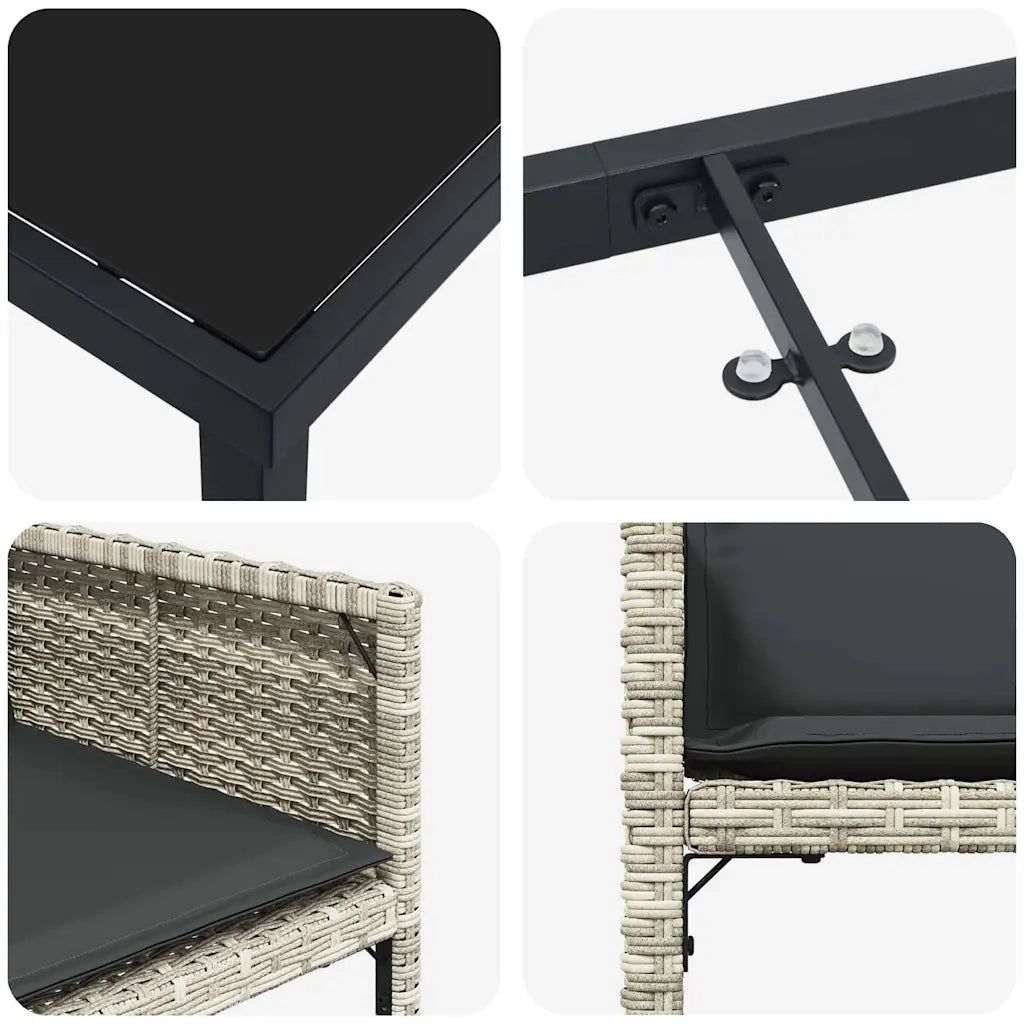Set da Pranzo per Giardino 9 pcs Grigio chiaro polyrattan 3380736