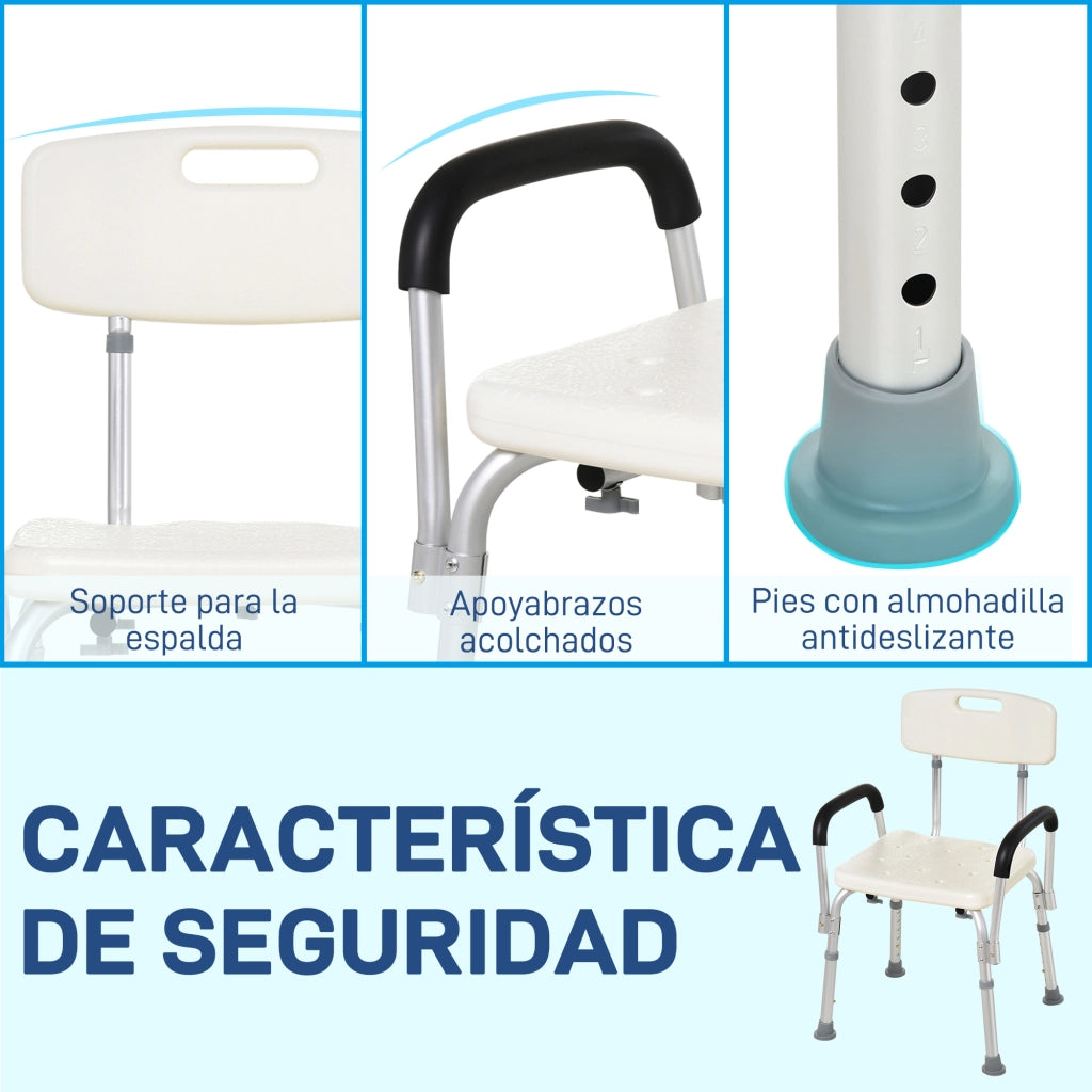 Sedia da Doccia per Anziani con Braccioli Regolabile ¨C Minimal ¨C Grigio