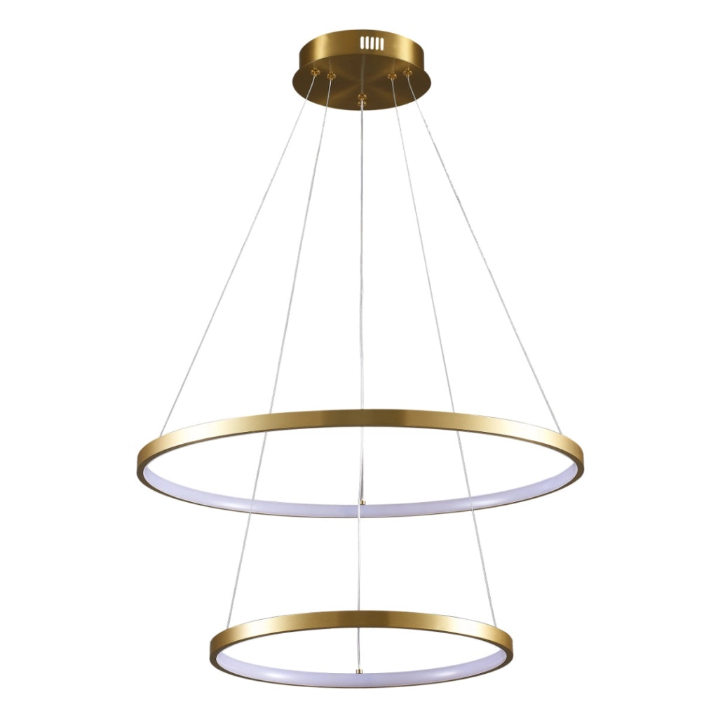 Lampada sospensione LED Polux Lea doppio anello oro 35W