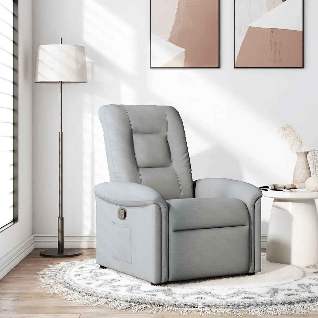 Poltrona | Sedia Relax Reclinabile in Tessuto Grigio Chiaro