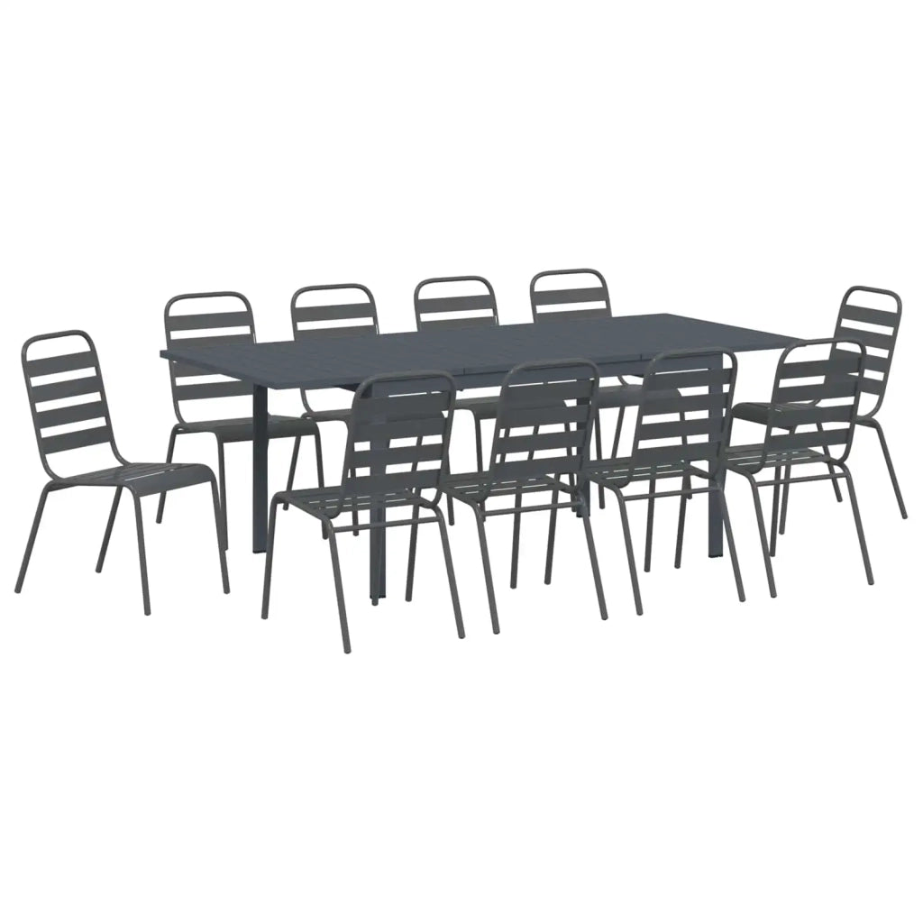 Set da Pranzo per Giardino 11 pcs Antracite
