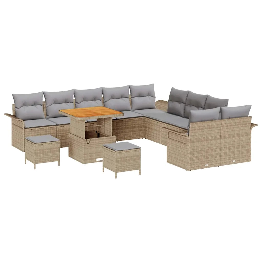 Set Divano da Giardino con cuscino 13 pcs Beige e Grigio Chiaro 3364142