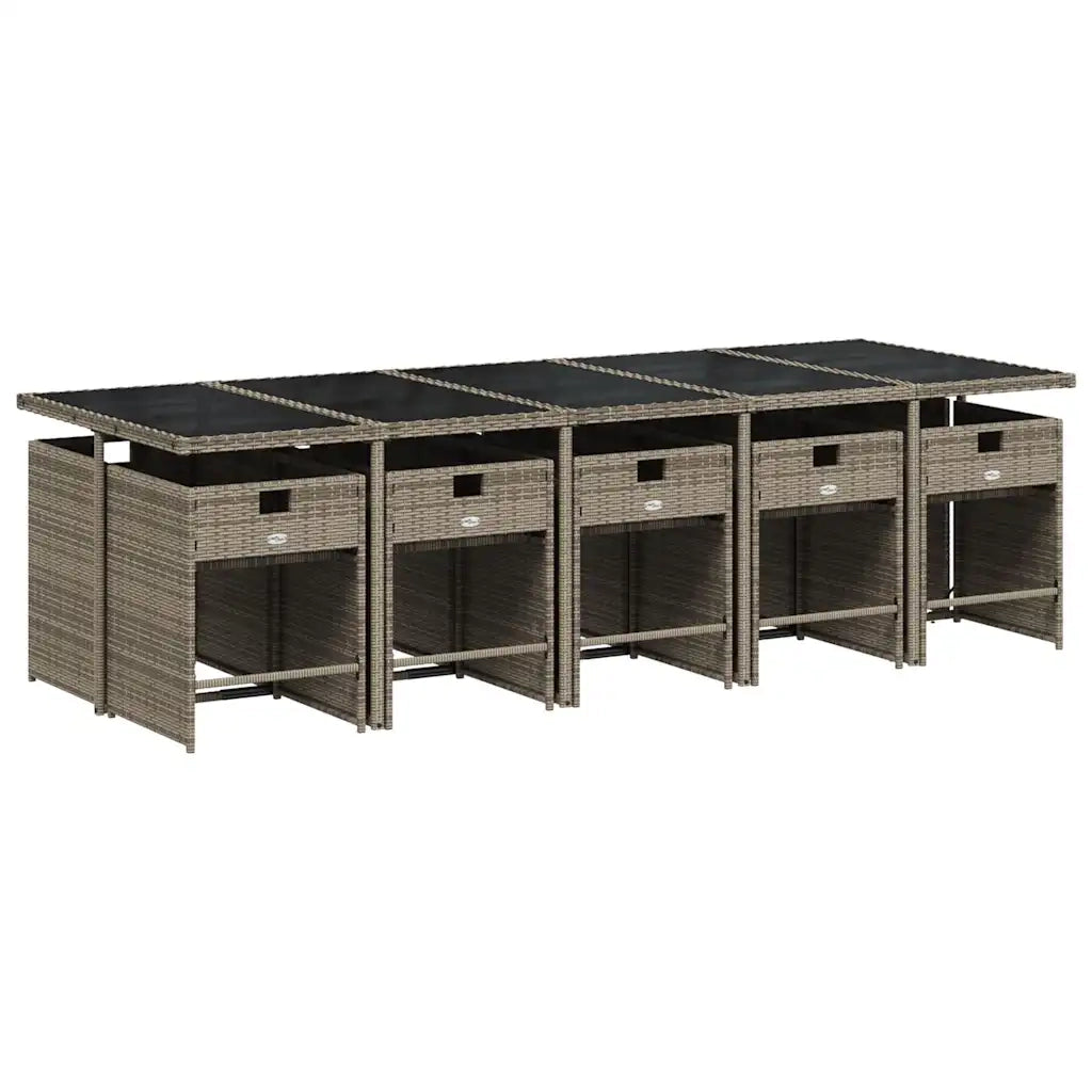 Set da pranzo da giardino da 11 pz con Cuscini in Polyrattan Grigio 3277884